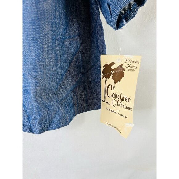 VTG 80s Frilly Ruffled Denim Jean Button Blouse Shirt USA Western - Picture 7 of 9